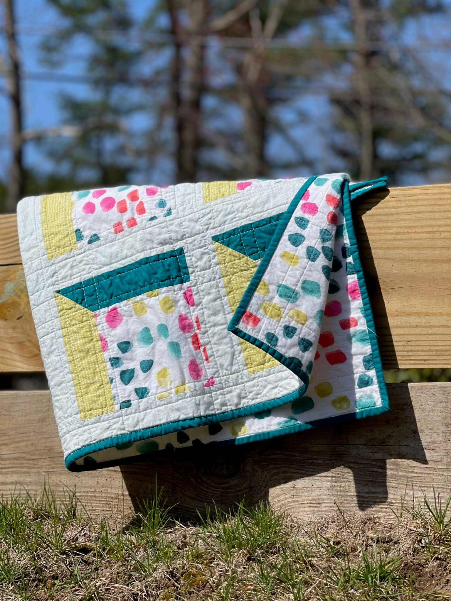 Green and Pink Baby Quilt Etsy