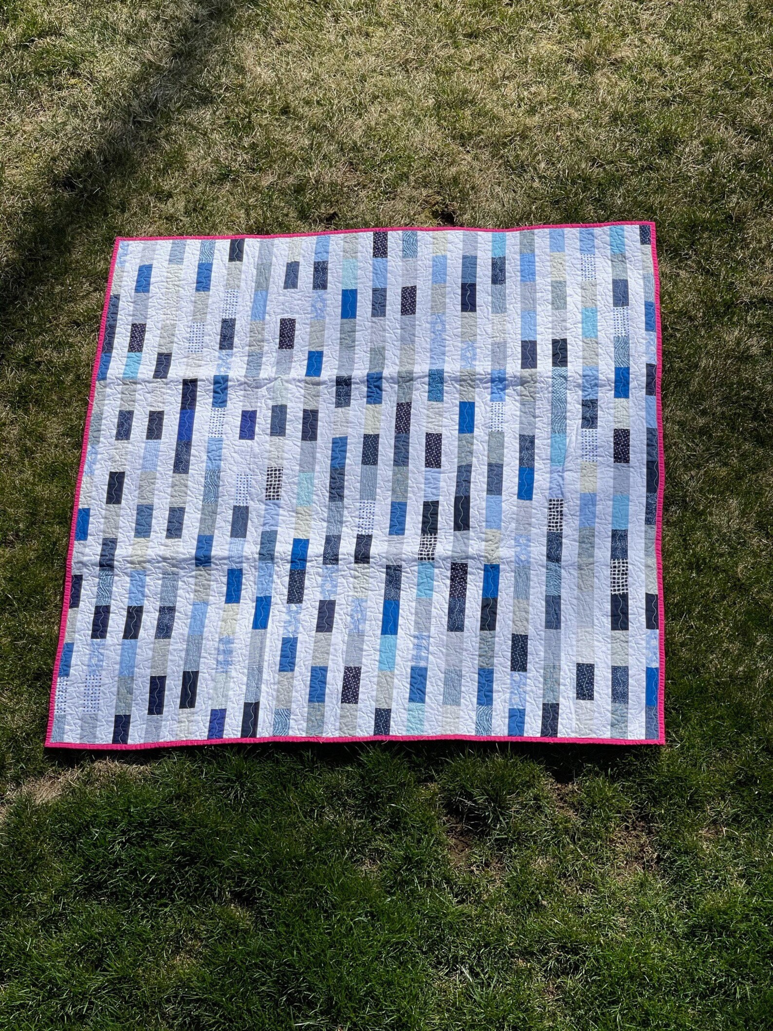 Blue and White Scrappy Stripe Quilt Etsy