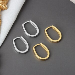 rectangular hoop earrings silver