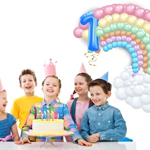 Rainbow Garland Canva Balloon Mockup | Event Mockup for Parties and Balloon Decoration Unicorn pastel custom colors and backdrop