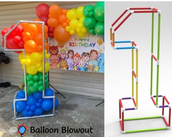 Nummer één 1 PVC geometrische mozaïek sjabloon 5Ft ballon + aangepaste hoogte-omzetter, PDF-afdruk, één jaar oude verjaardag verjaardag decoratie