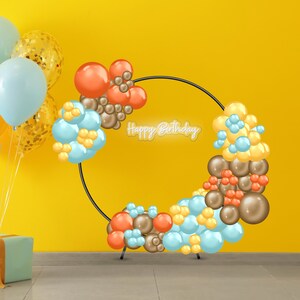 Happy Birthday Hoop Gold and Black Metallic Canva Balloon Mockup | Event Mockup for Parties and Balloon Decoration custom color and backdrop