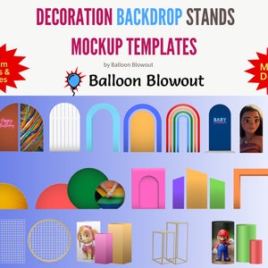 Decoration Backdrop Stands - Custom Color - Mockup Template Images for Canva Party Balloon Decor | Chiara Backdrop arch | Column | Hoop Grid
