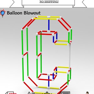 May include: A digital download for a DIY PVC pipe project to build a 1.5-metre tall letter G. The letter is made with red, yellow, blue, and green PVC pipes. The download includes measurements, instructions, and a material cost estimate.