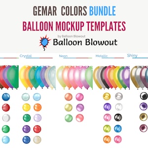 Gemar Colors Bundle - Balloon Mockup Template Images for Canva | Standard | Metallic | Neon | Crystal | Shiny