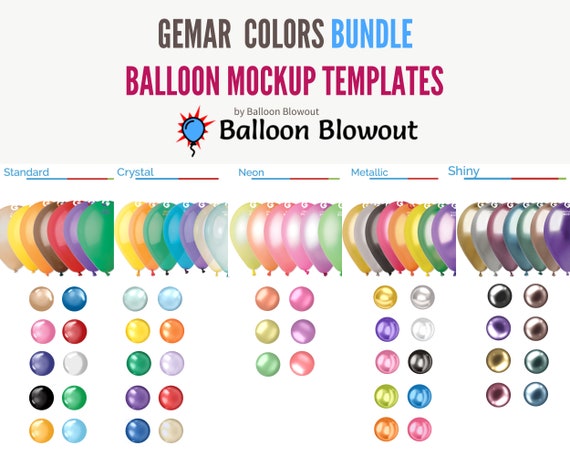Pacchetto Gemar Colors Immagini modello mockup palloncino per Canva /  Standard / Metallico / Neon / Cristallo / Lucido -  Italia