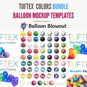 Pacchetto colori Tuftex - Immagini modello mockup palloncino per Canva / Standard / Metallico / Designer / Crystal