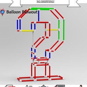Question Mark PVC Geometric Mosaic Template 5ft Balloon, Geometric Number, PDF Printout, Measurements and Instructions, Birthday Anniversary