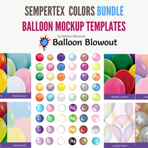 Pacchetto colori Sempertex - Immagini modello mockup palloncino per Canva / Standard / Metallico / Neon / Riflesso / Cristallo / Pastello opaco / Perla