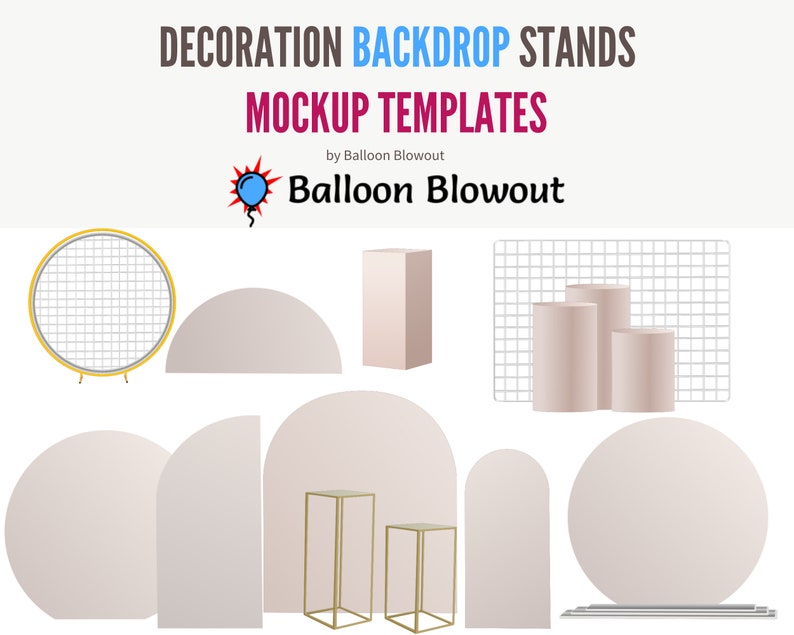 Decoration Backdrop Stands - Mockup Template Images for Canva for Parties and Balloon Decor 