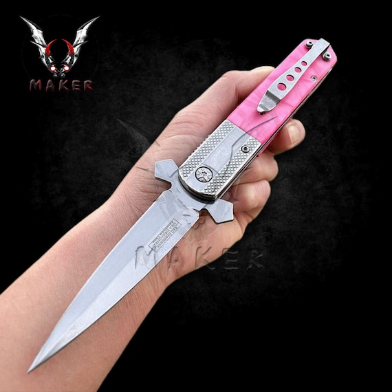 Pick Celtic Cross Gothic Stiletto Knife 9