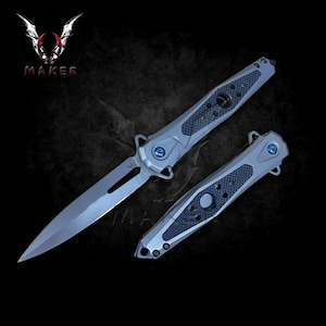 Black Quick Open Stiletto Knife  9&quot;  Titanium Assisted Folding Knife for Hunting, Outdoor, Gift for Father, Boyfriend, Christmas - 1061