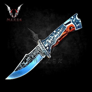 Embossed Sculpture Vintage retro Horse Knife  9&quot;  Best Folding Knife for Hunting, Camping Gift for Father, Husband, Boyfriend - VuMaker-608