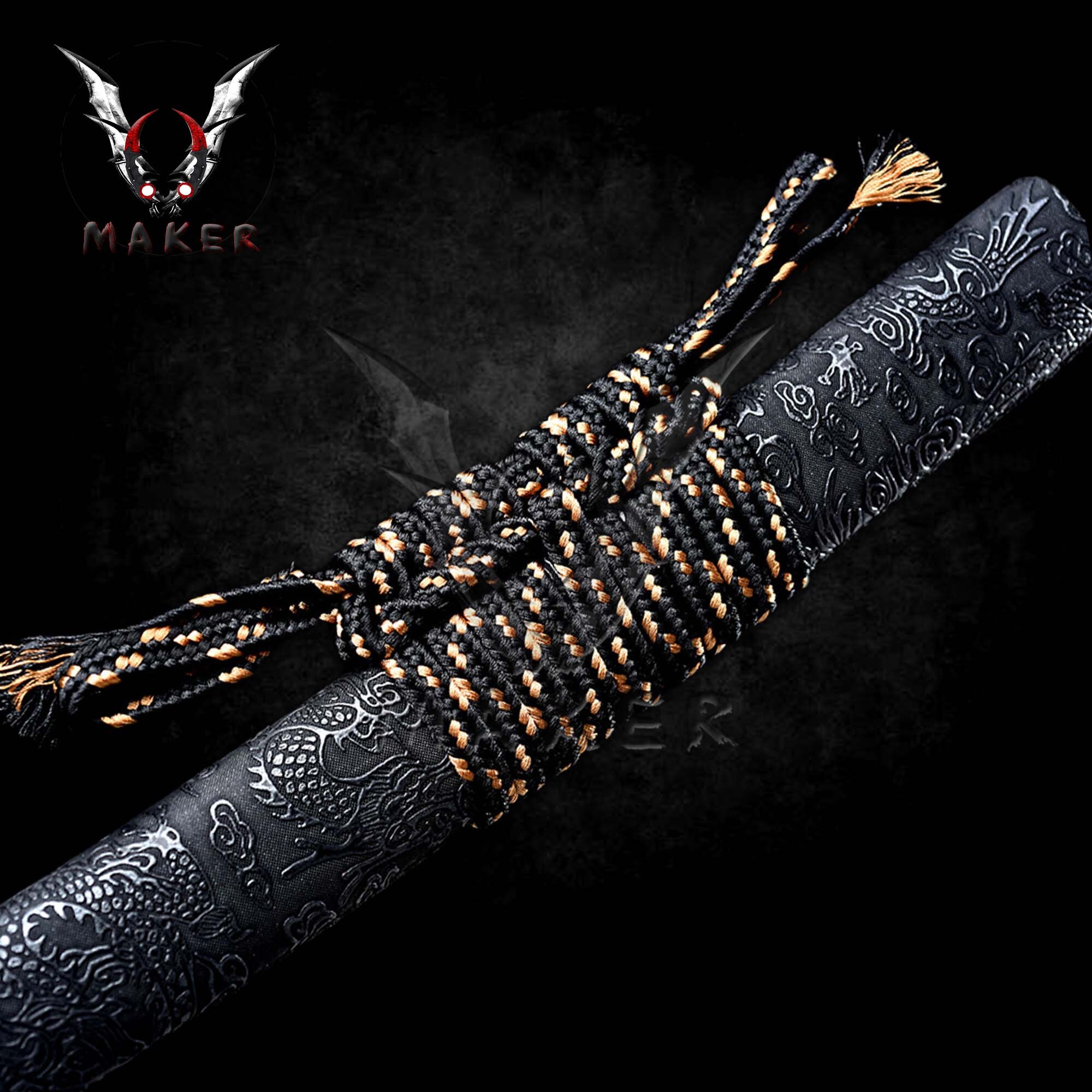 Handmade Dragon Katana Red&blue Damascus Folded 1095 Steel