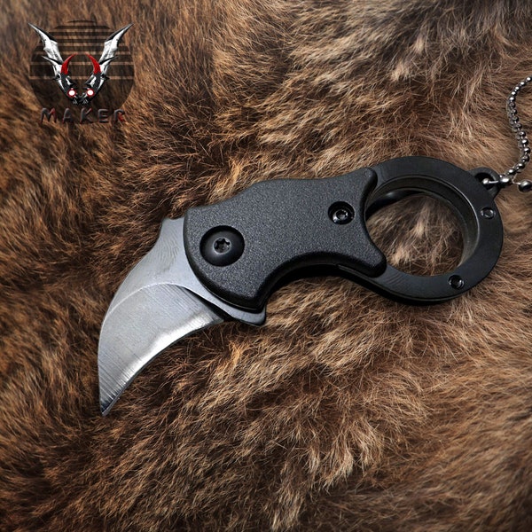 Mini Karambit 2.5" Black  Folding Pocket Knife for cut rope, Hunting, Camping Gift for Father, Husband, Boyfriend, Christmas VuMaker-811