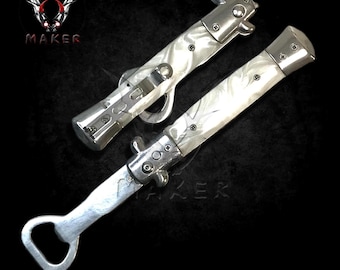 White Pearl Bottle opener 8"  for drinks Italian Style , Gift for Men, Father, Boyfriend, Christmas VuMaker-1223