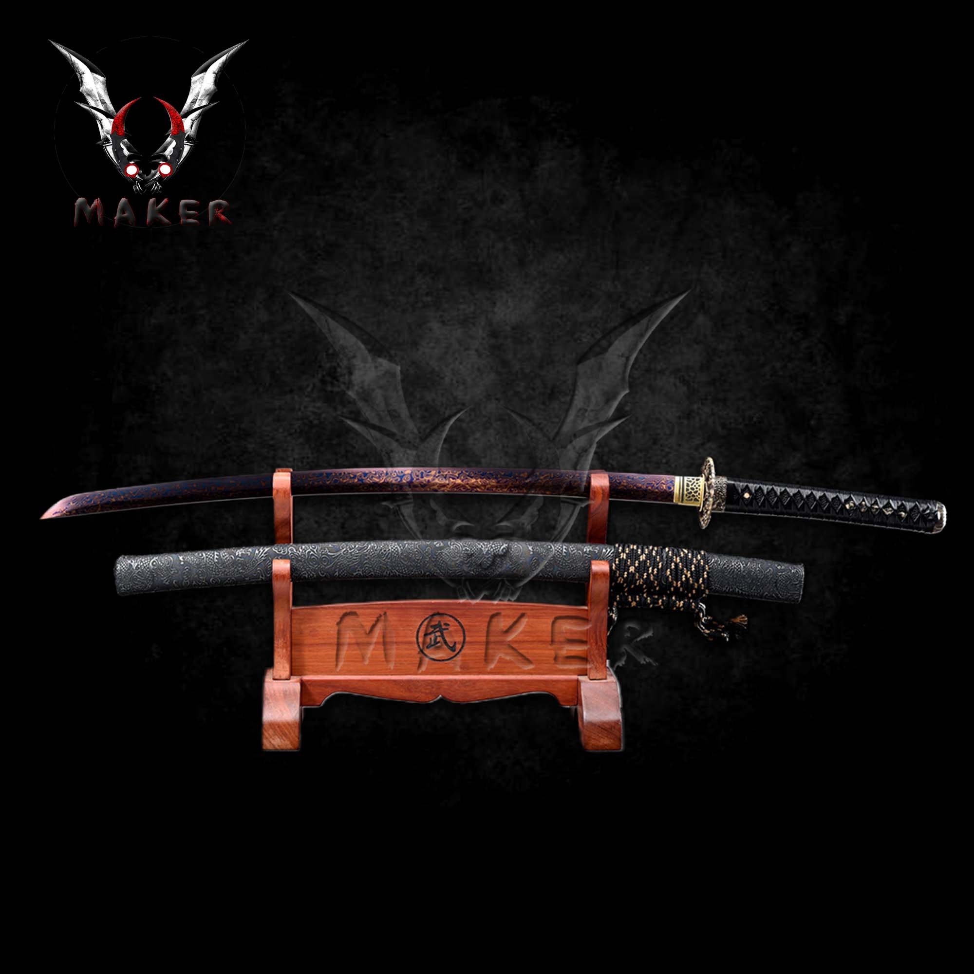 Handmade Dragon Katana Red\u0026blue Damascus Folded 1095 Steel Decorative  Japanese Samurai Sword, Father Gift, Boyfriend Gift - Vumaker-866 - Etsy, image size:2000x2000