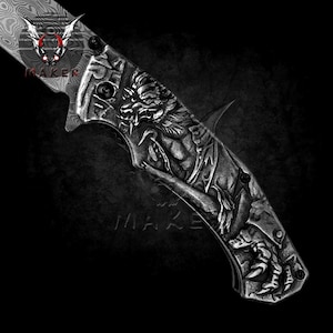 Wolf Knife 8 1/4&quot; SILVER Best Folding Vintage Knife for Hunting,Campin Gift for Father, Husband, Boyfriend - VuMaker-638