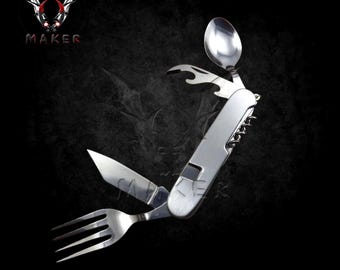 6 Multi Tool Pocket Knife 4.25" Steel Blade Folding Knife for Hunting, Camping ,Gift for Men, Father, Boyfriend, Christmas VuMaker 1072