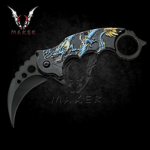 Dragon Claw Fantasy Karambit Knife 8.25&quot; Hunting Folding Steel Blade Knife, Gift for Father, Boyfriend,Halloween,Christmas VuMaker-783