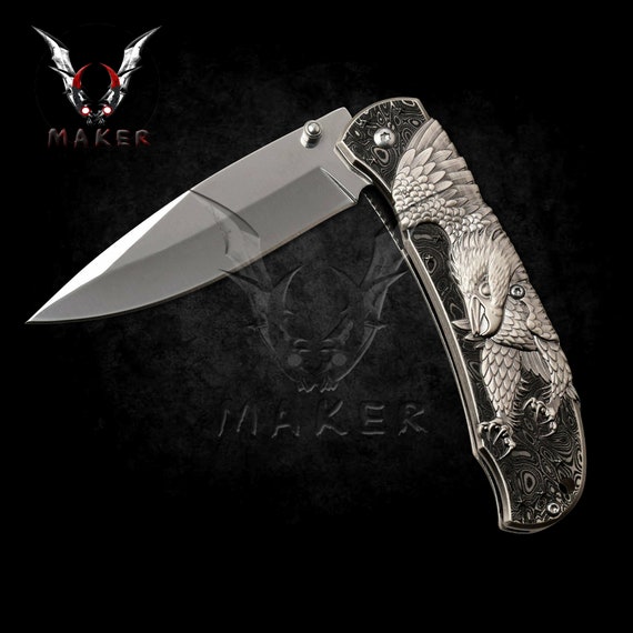 American Silver Eagle Knife 8.25 Steel Blade Best Etsy