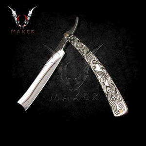 Vintage Razor Floral Mermaid Straight Blade Knife 11.5&quot; Barber Pocket Folding Blade Knife Fathers day gift, boyfriend gift - VuMaker-367