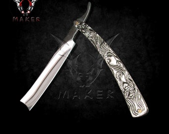 Vintage Razor Floral Mermaid Straight Blade Knife 11.5&quot; Barber Pocket Folding Blade Knife Fathers day gift, boyfriend gift - VuMaker-367