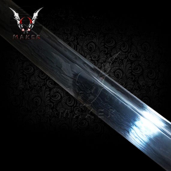 All Black Functional Sharp Katana Damascus Folded 1095 Steel