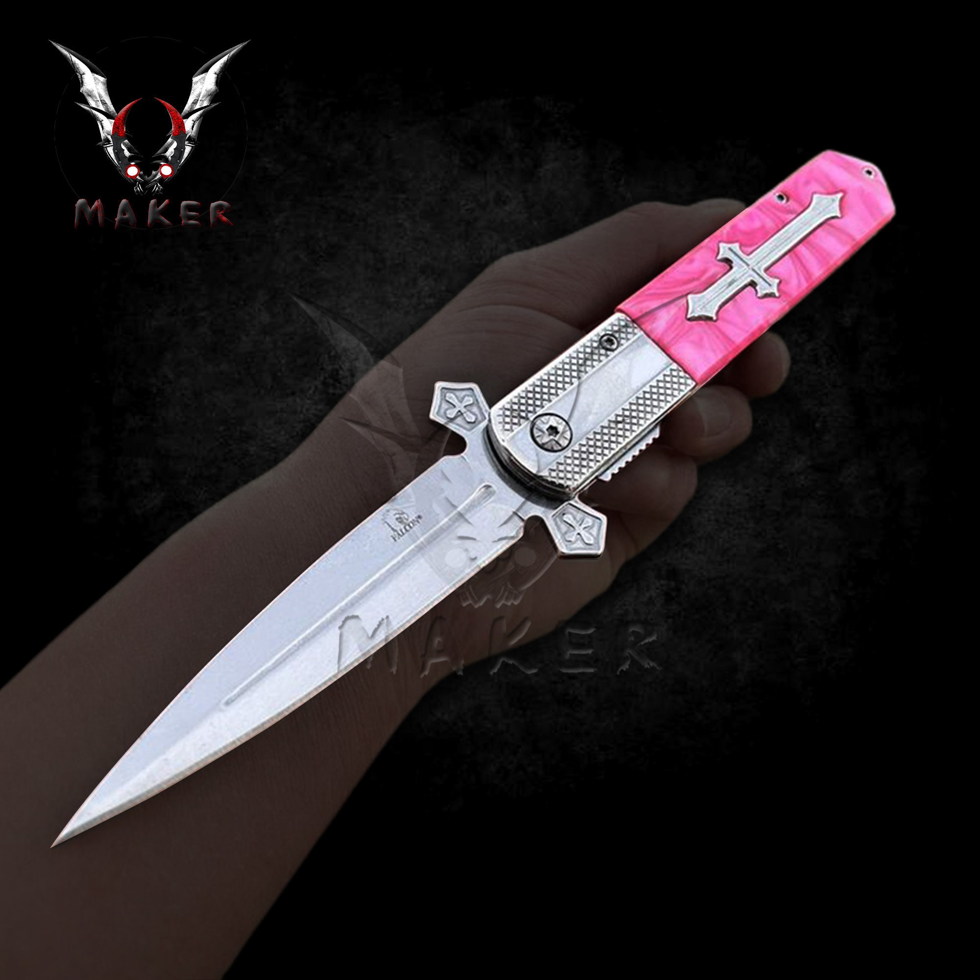Pick Celtic Cross Gothic Stiletto Knife 9