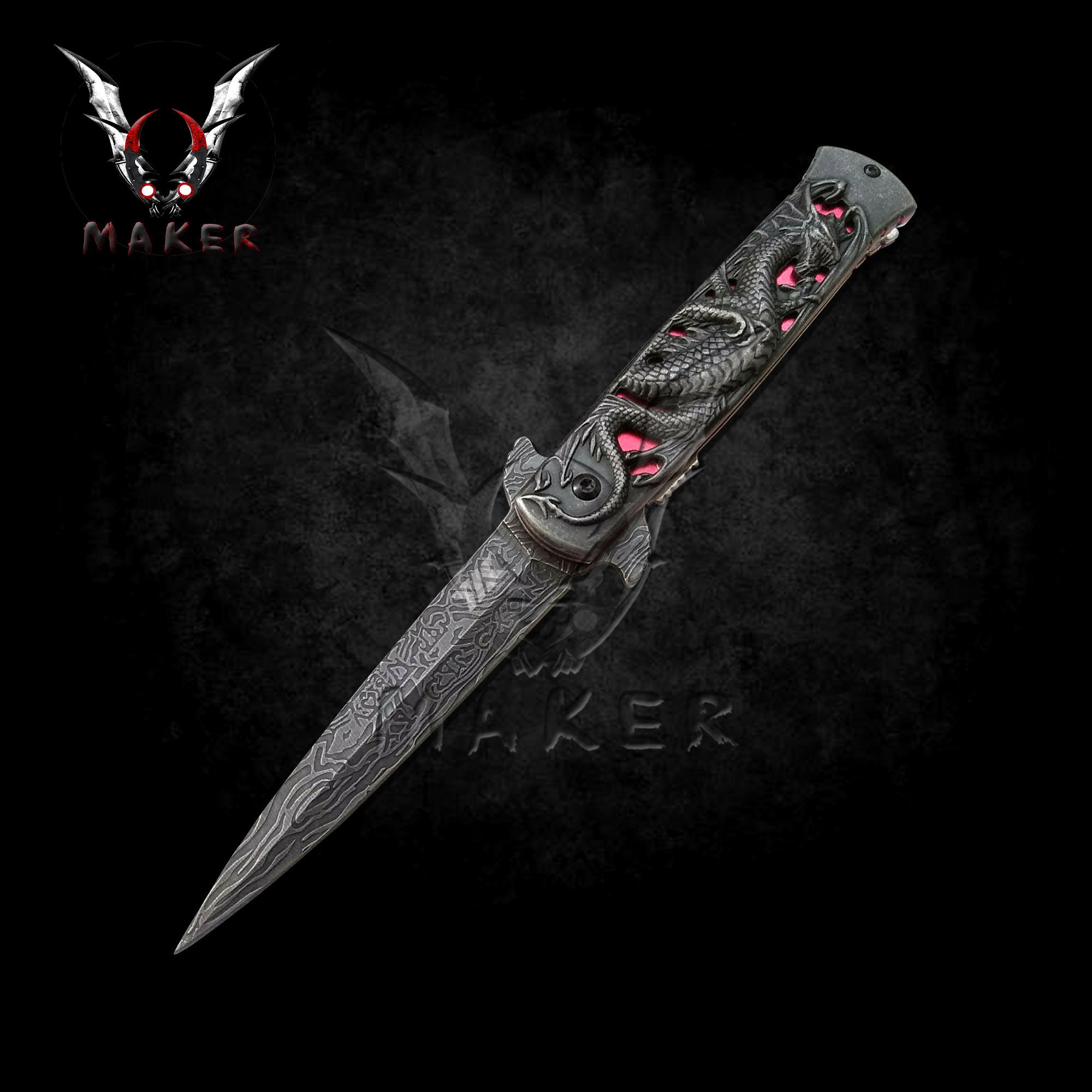 Embossed Sculpture Dragon Knife 8.5 Best Folding Knife Etsy