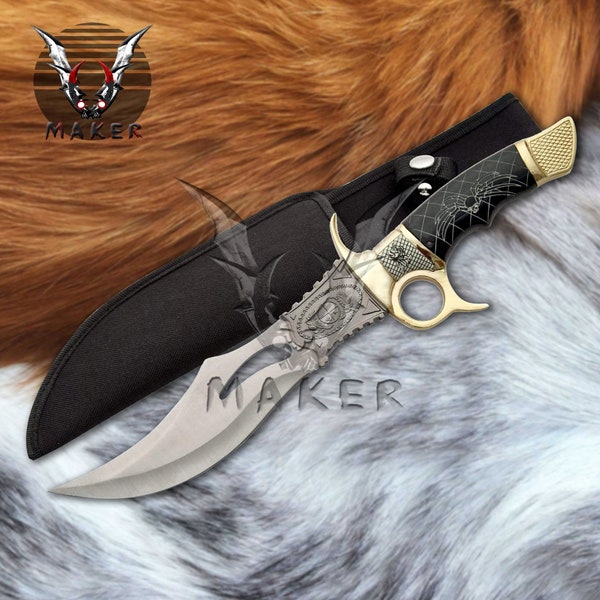 Hunting bowie Black Spider Knife 14” Hunting Folding Steel Blade Knife Fathers day gift boyfriend - VuMaker-202