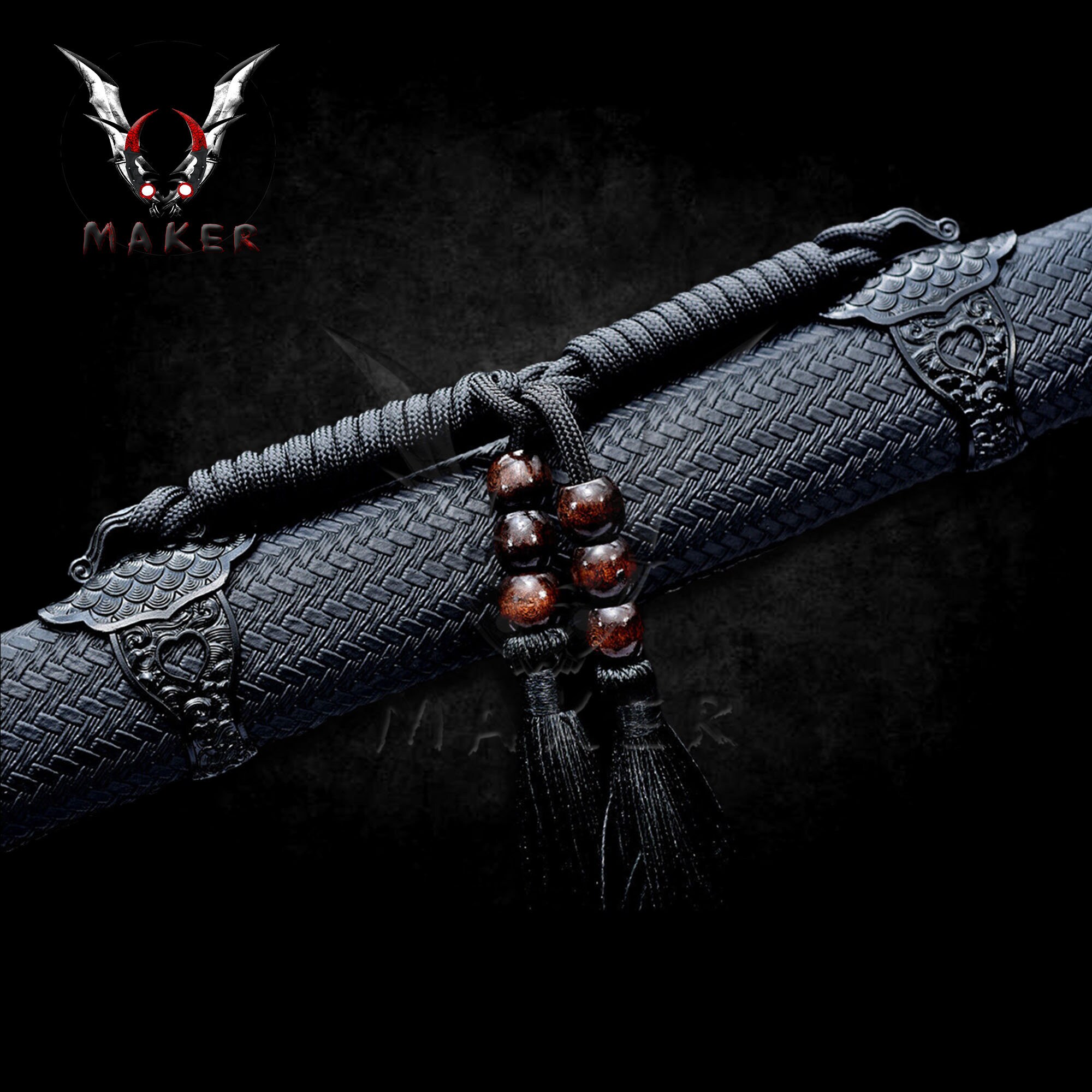 Handmade Sharp Dragon Ninjato Black Straight Ninja 9260