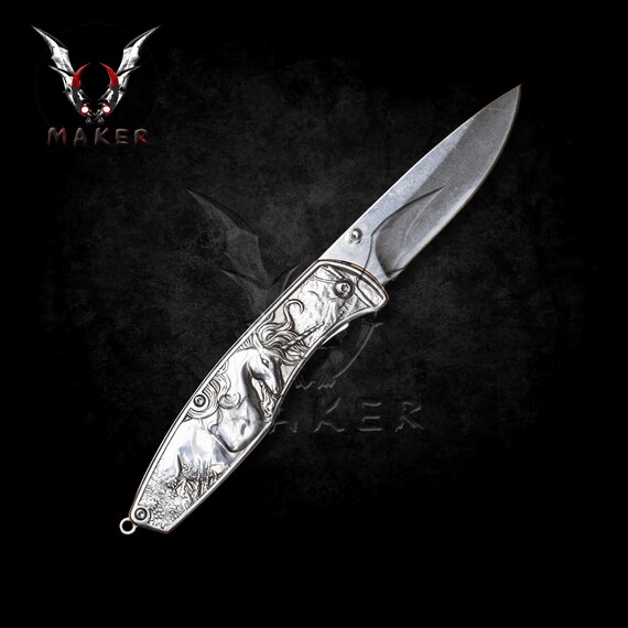 Couteau Peigne Éclaircissant Pour Cheval - Pliant Inox Lame 3" (Neuf Dans Boîte)