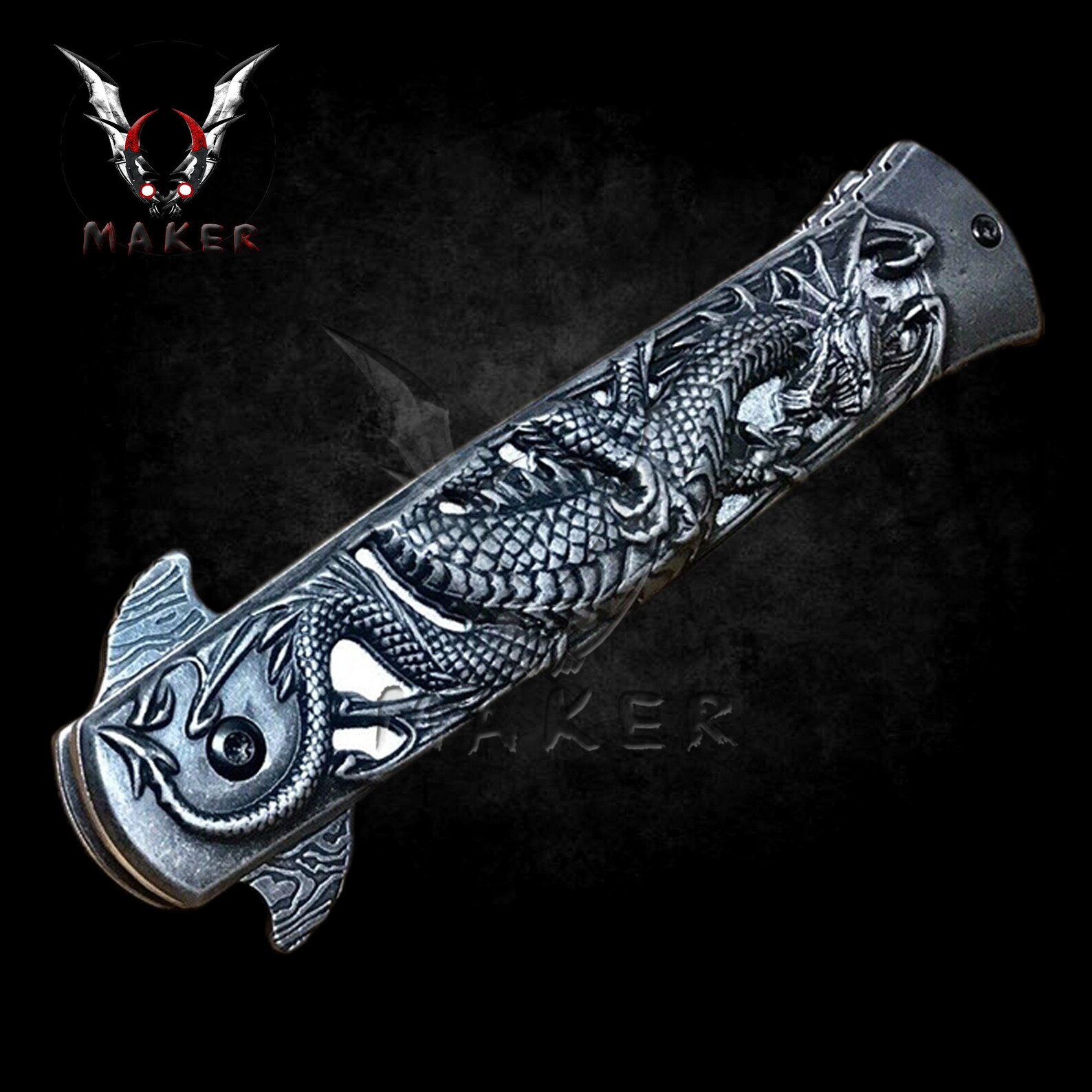 Embossed Sculpture Dragon Knife 8.5 Best Folding Knife - Etsy