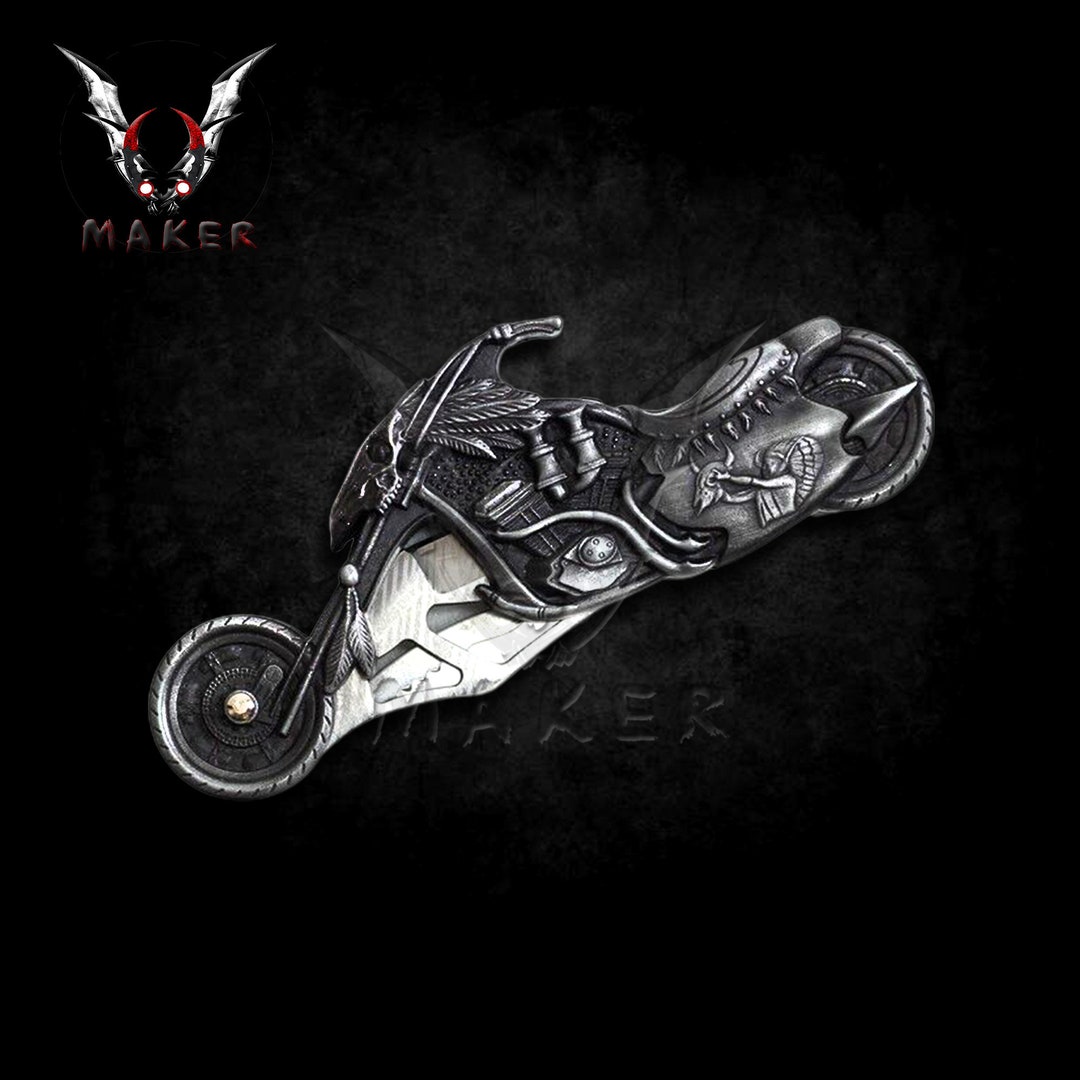 Native American Knife Indian Chief Motorcycle Pocket Knife Etsy