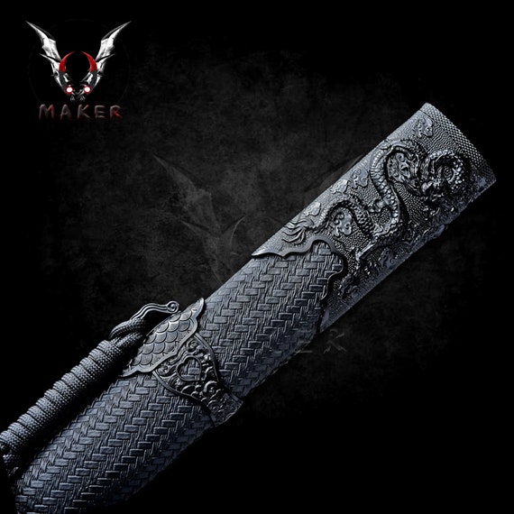 Handmade Sharp Dragon Ninjato Black Straight Ninja 9260