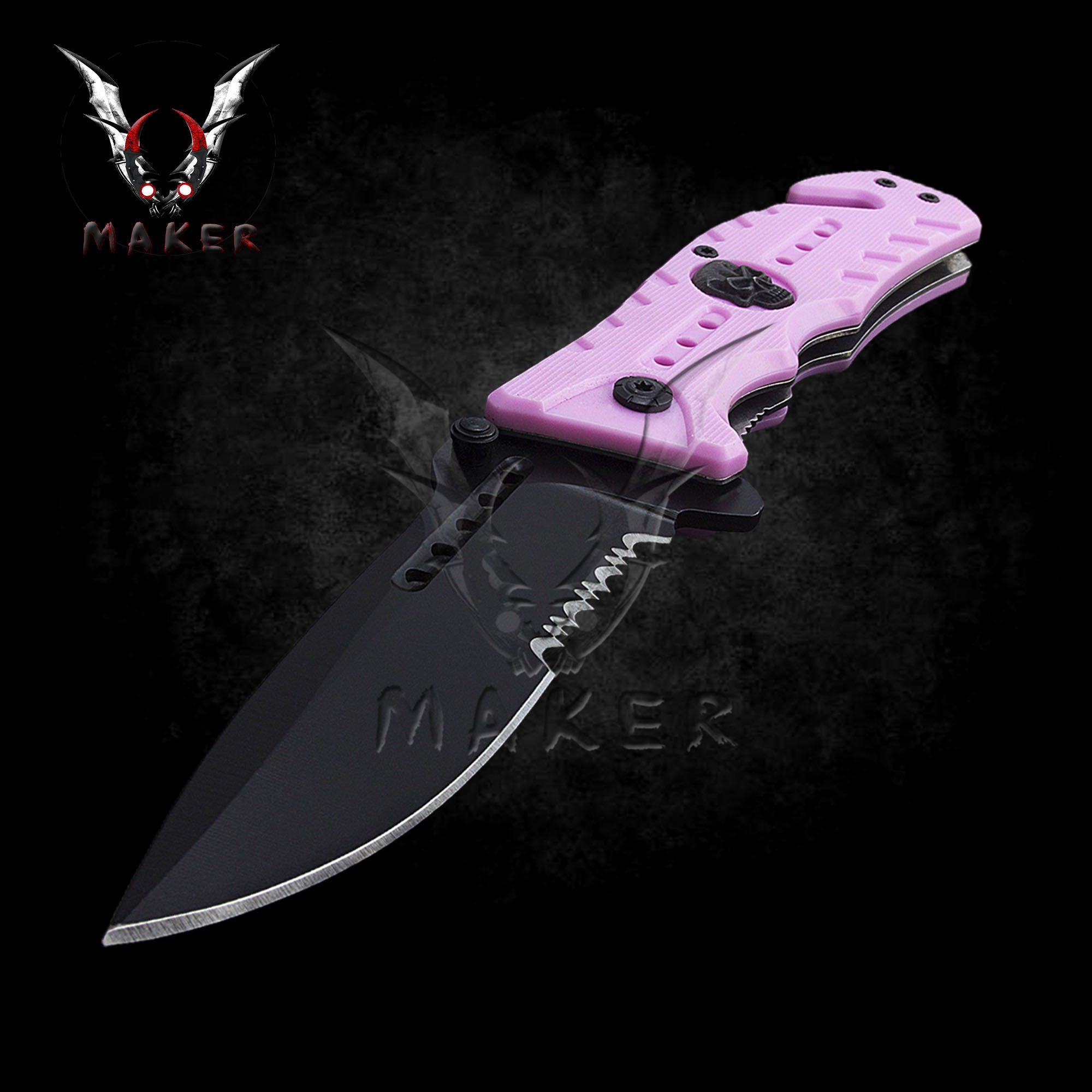Pink Skull Spring Assited Knife 8