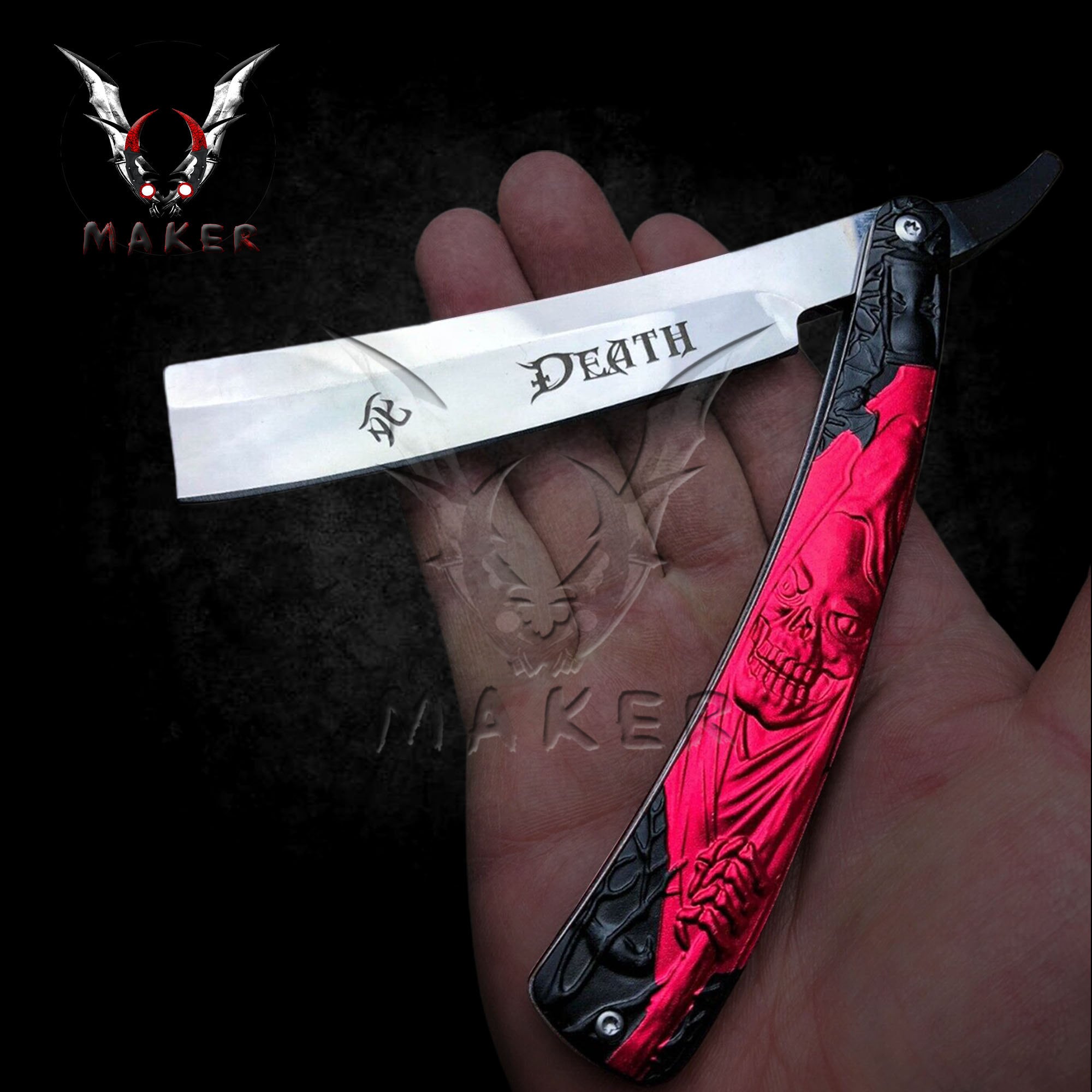 Death Grim Reaper Razor Skull Straight Blade Barber Knife 10