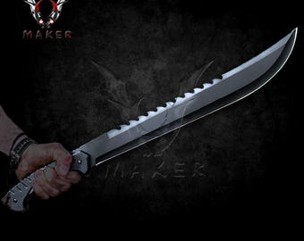 Black Machete 24" Full Tang Fixed Blade Serrated Knife for Hunting, Trekking , Gift for Men, Father, Boyfriend, christmas - VuMaker-1059