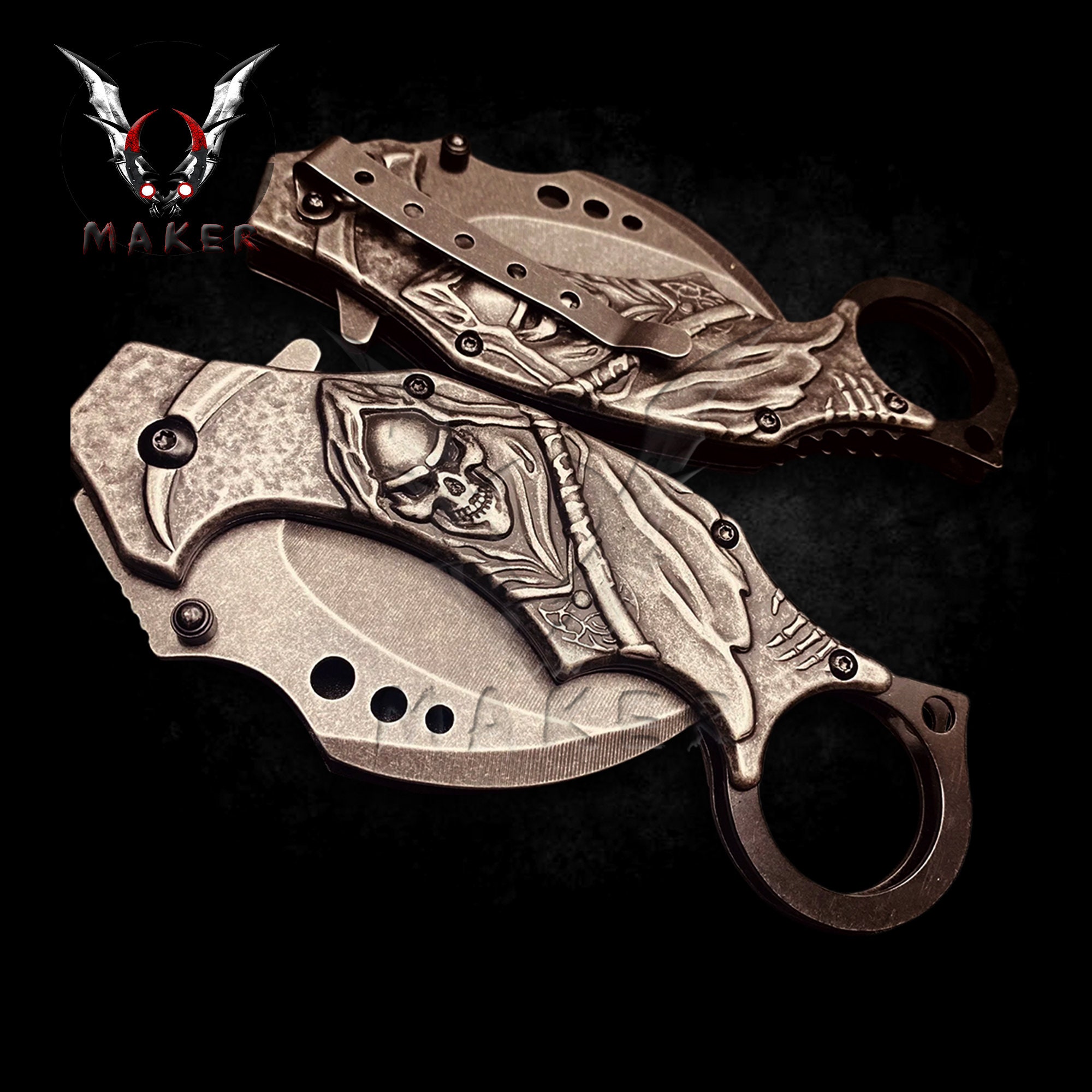 Grim Reaper Skull Karambit Knife 8