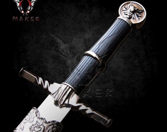 Wolf Medieval Witch Sword 16&quot; Steel Blade Master Sword Knife Fathers day gift, boyfriend gift. christmas gift - VuMaker-710