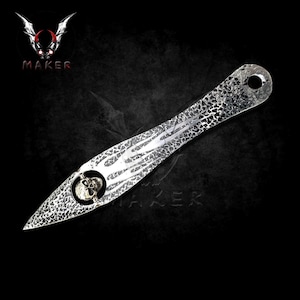 Spinning Skull Throwing Knife 8&quot;  Steel Blade Knife for hunting, camping, Gift for Father, boyfriend, halloween, christmas - VuMaker-1175