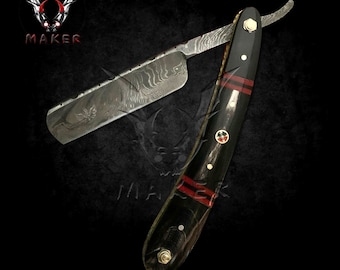 Damascus Razor Shaving Straight Blade Knife 10" Barber Knife gift for Fathers, boyfriend, christmas - VuMaker-490