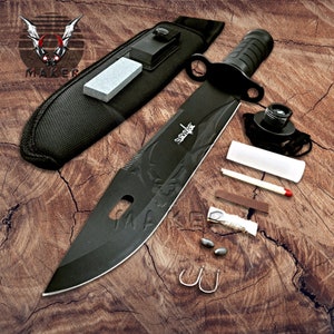 Machete Knife 15" Hunting Fixed Steel Blade Full Tang Bowie Knife for Mens, Fathers day, boyfriend, christmas gift - VuMaker-824