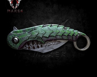 Dragon Scale Karambit Knife 7.6"  Best Folding Knife for Hunting, Camping Gift for Men, Father, Husband, Boyfriend Christmas - VuMaker-1231
