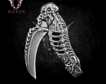 Black Skull Karambit 8.5" Pocket Folding Knife for Hunting, Camping Gift for Father, Husband, Boyfriend, Christmas gift . VuMaker-81
