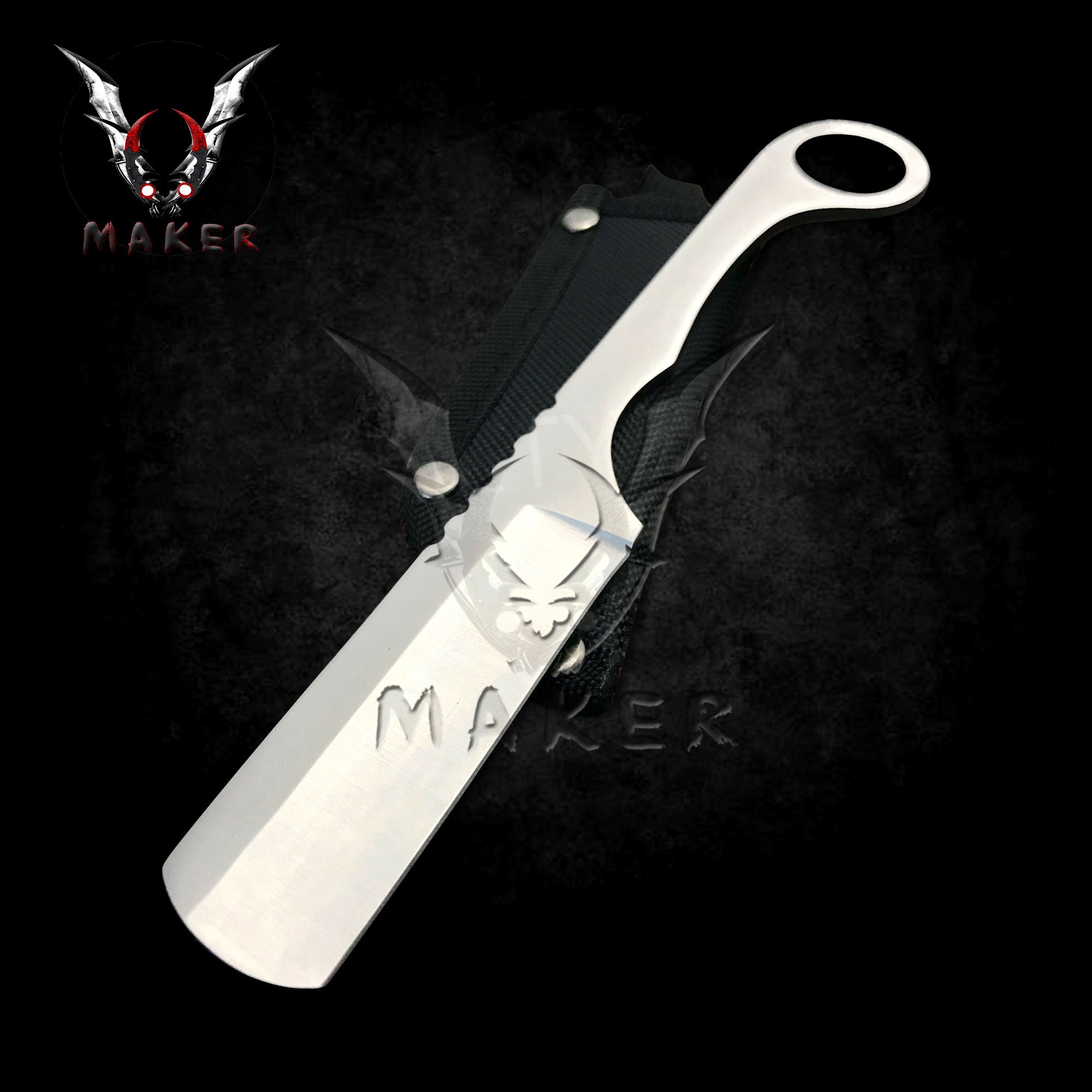 Razor Straight Blade Barber Knife 7.9" Fixed Steel Blade Tanto Knife, Gift forMen, Father, Boyfriend, christmas - VuMaker-495