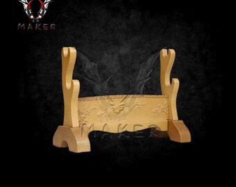 Katana Sword Holder Solid Wood 2-Tier Sword Stand for Display Japanese Samurai Gift for Father, boyfriend, Christmas - VuMaker-1088