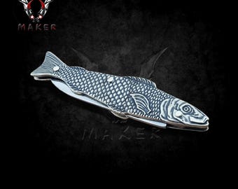 Fish Art Pocket Knife 2.38" closed Steel Blade Mini Knife  for Hunting, Camping Gift for Father, Boyfriend, Christmas VuMaker 1197