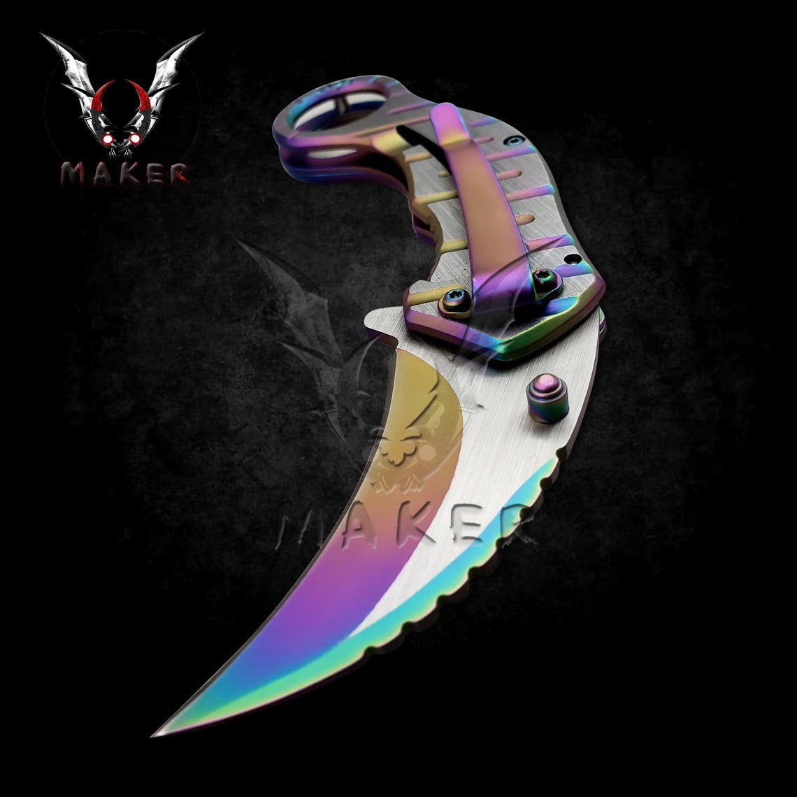 Rainbow Claw Karambit Knife 8 Rainbow Best Folding Etsy